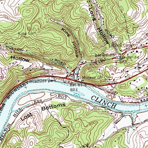 Topographic Map of King Hollow, TN
