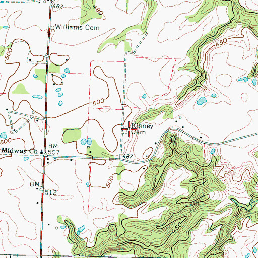 Topographic Map of Kinney Cemetery, TN