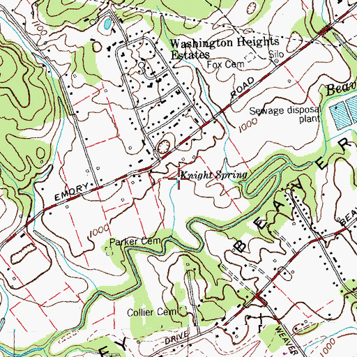 Topographic Map of Knight Spring, TN