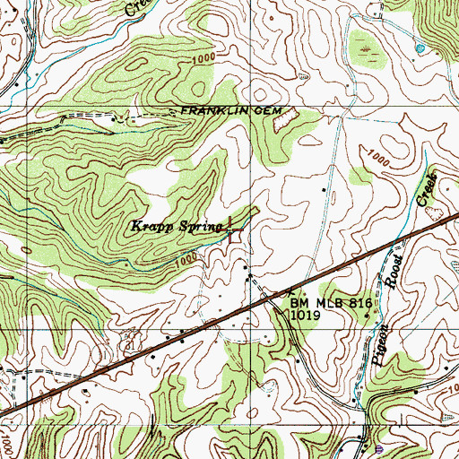 Topographic Map of Krapp Spring, TN