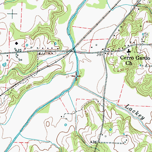 Topographic Map of Lackey Creek, TN
