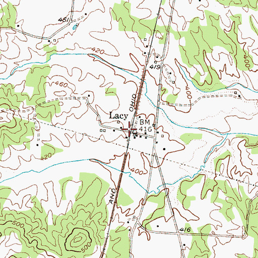 Topographic Map of Lacy, TN