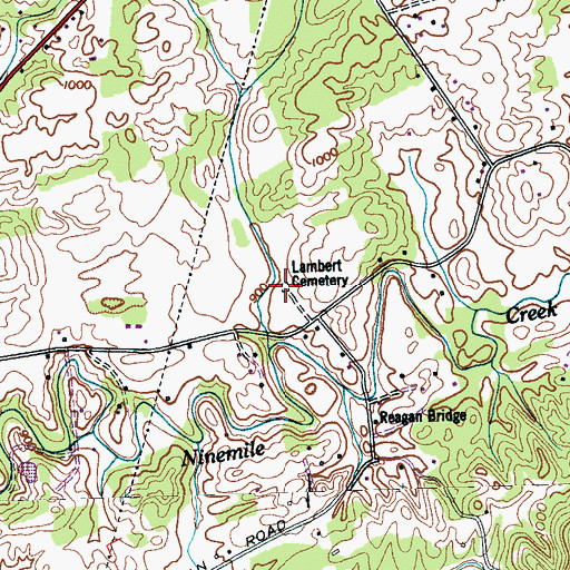 Topographic Map of Lambert Cemetery, TN