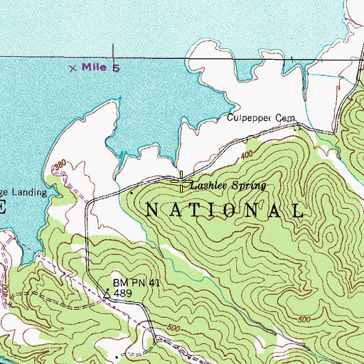 Topographic Map of Lashlee Spring, TN