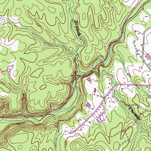 Topographic Map of Laurel Branch, TN