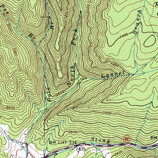 Topographic Map of Laurel Branch, TN