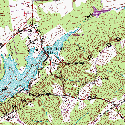 Topographic Map of Lee Spring, TN