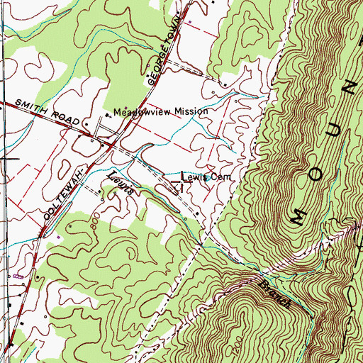 Topographic Map of Lewis Cemetery, TN