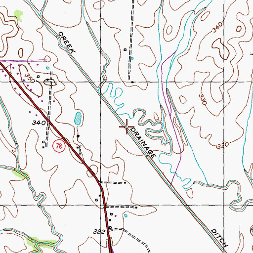 Topographic Map of Lewis Creek Drainage Ditch, TN