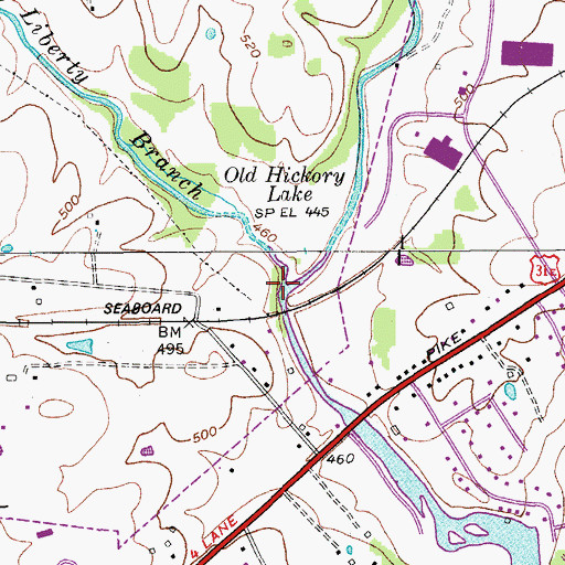 Topographic Map of Liberty Branch, TN
