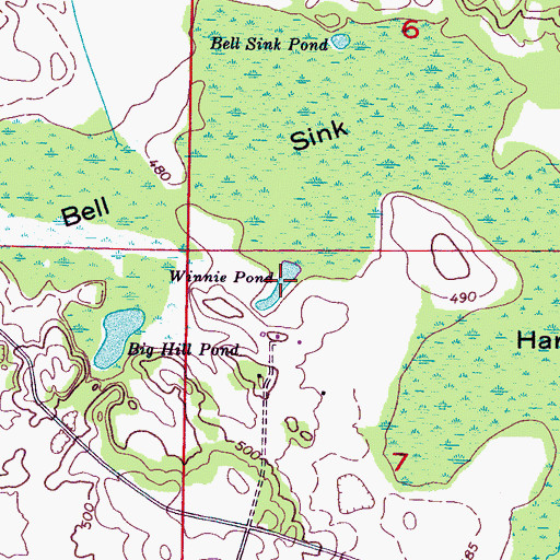Topographic Map of Winnie Pond, AL