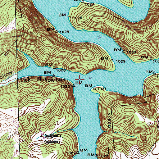 Topographic Map of Lick Hollow, TN