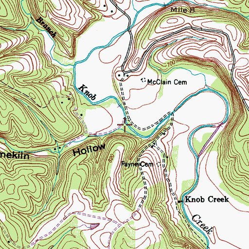 Topographic Map of Limekiln Hollow, TN