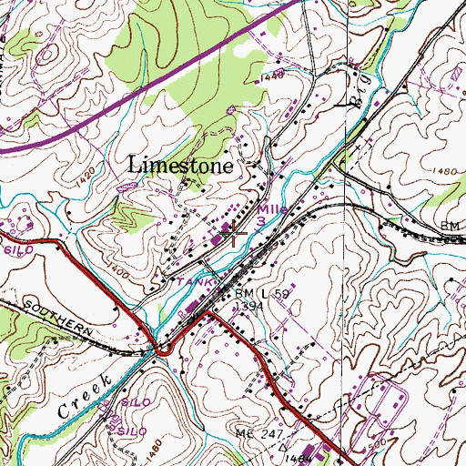 Topographic Map of Limestone, TN