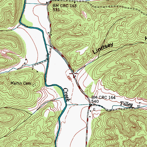 Topographic Map of Lindsey Hollow, TN