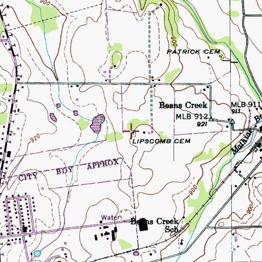 Topographic Map of Lipscomb Cemetery, TN