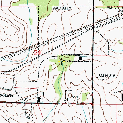 Topographic Map of Withers Spring, AL