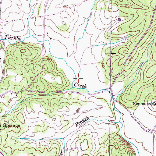 Topographic Map of Little Creek, TN