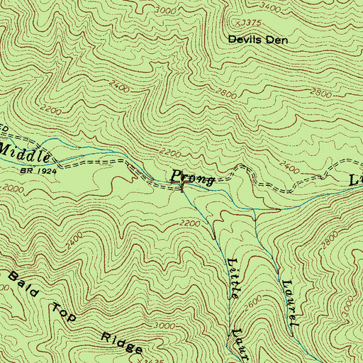 Topographic Map of Little Laurel Branch, TN