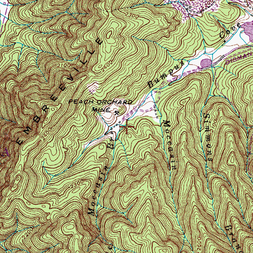 Topographic Map of Little Moccasin Branch, TN