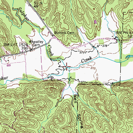 Topographic Map of Little Sulphur Creek, TN