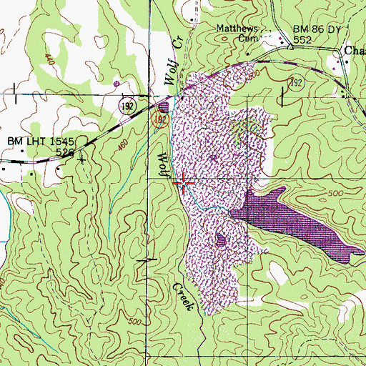 Topographic Map of Little Wolf Creek, TN
