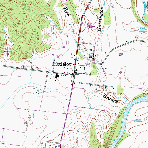 Topographic Map of Littlelot, TN