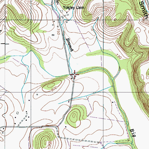 Topographic Map of Locke Branch, TN