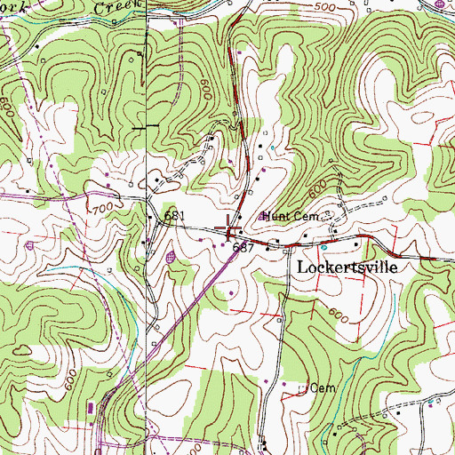 Topographic Map of Lockertsville, TN