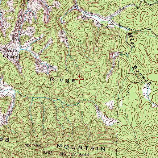 Topographic Map of Locust Ridge, TN