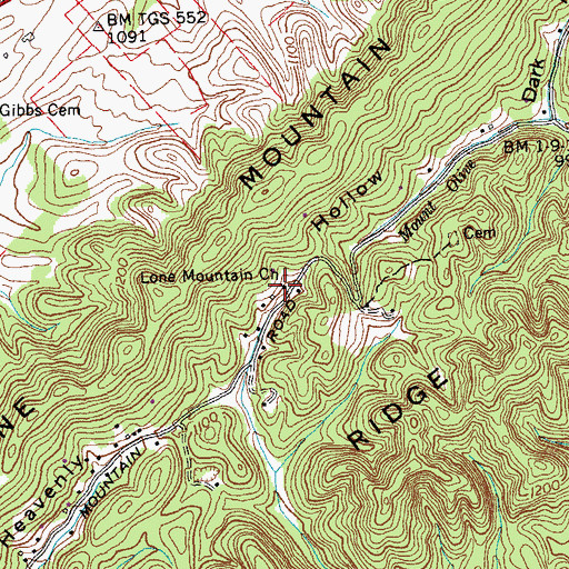 Topographic Map of Lone Mountain Church, TN