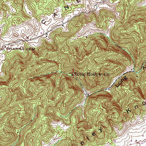 Topographic Map of Long Hollow Church, TN