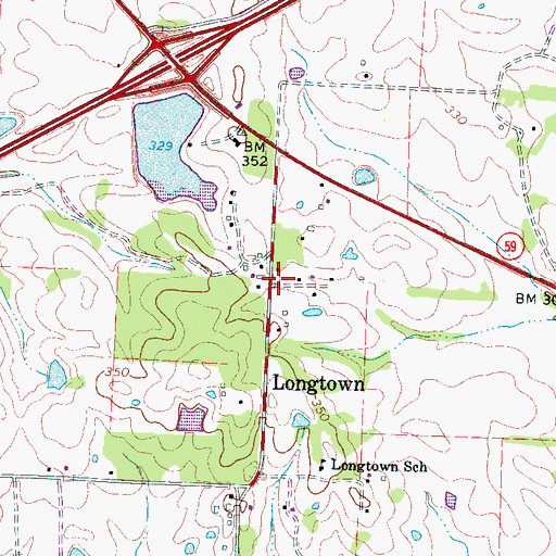 Topographic Map of Longtown, TN