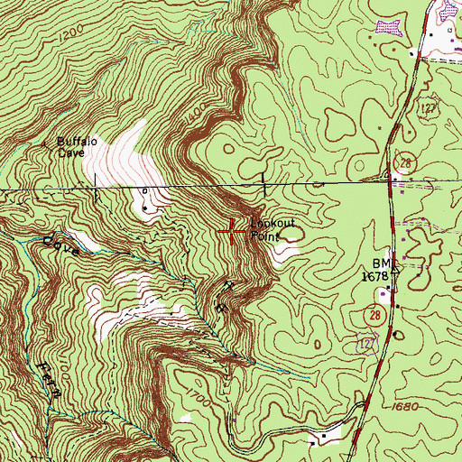 Topographic Map of Lookout Point, TN