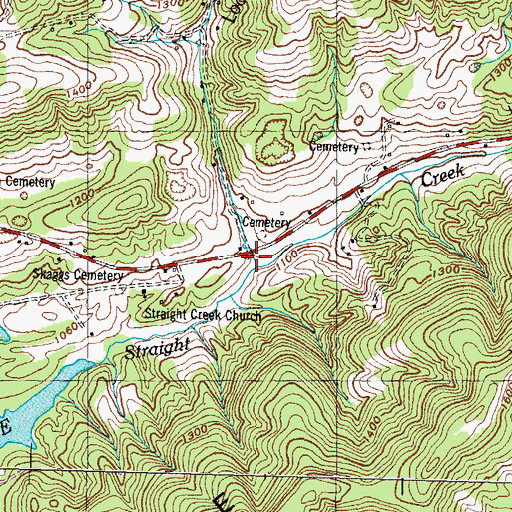 Topographic Map of Loop Hollow, TN