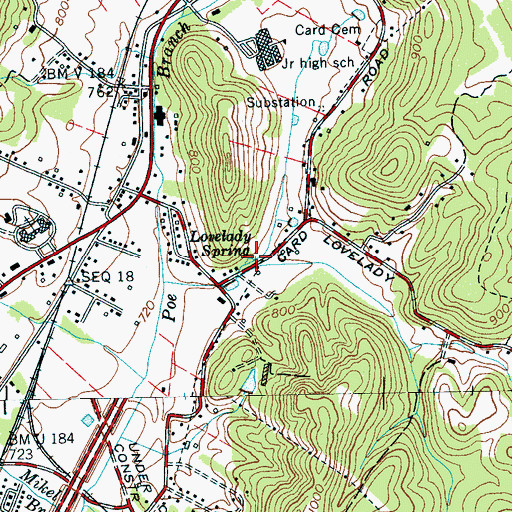 Topographic Map of Lovelady Spring, TN