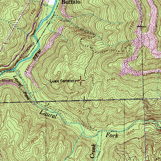 Topographic Map of Lowe Cemetery, TN