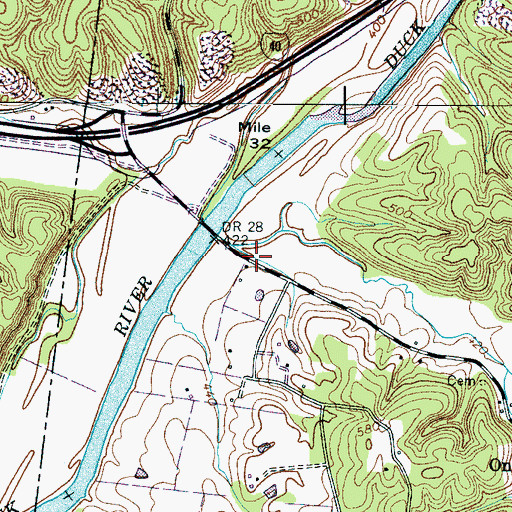 Topographic Map of Lowe Hollow, TN