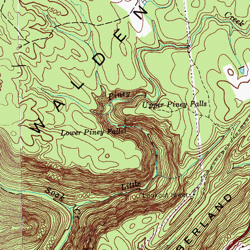 Topographic Map of Lower Piney Falls, TN