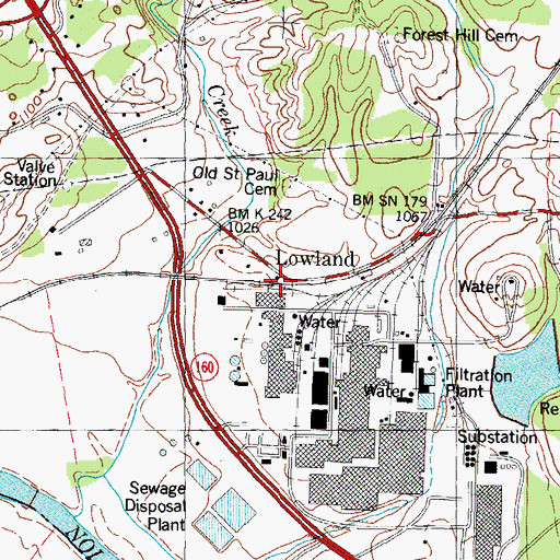 Topographic Map of Lowland, TN
