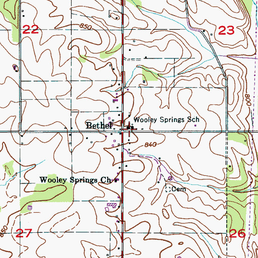 Topographic Map of Wooley Springs School, AL
