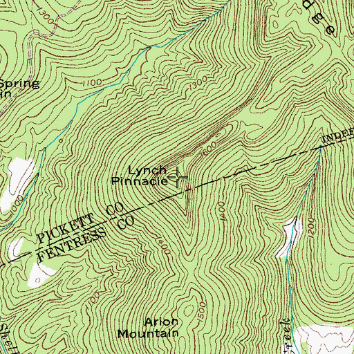 Topographic Map of Lynch Pinnacle, TN
