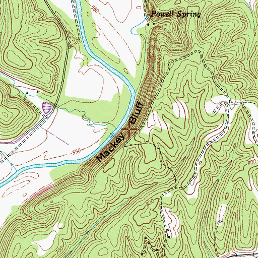Topographic Map of Mackey Bluff, TN