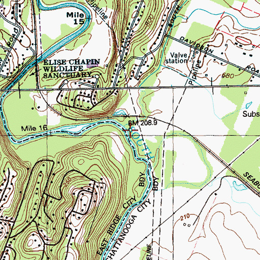 Topographic Map of Mackey Branch, TN