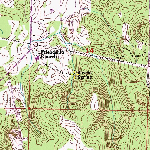Topographic Map of Wright Spring, AL