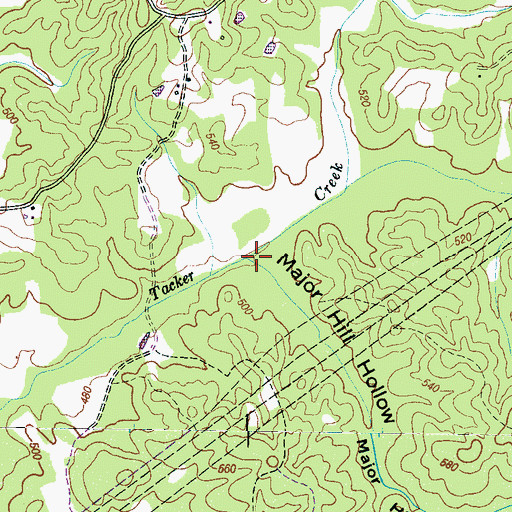 Topographic Map of Major Hill Hollow, TN