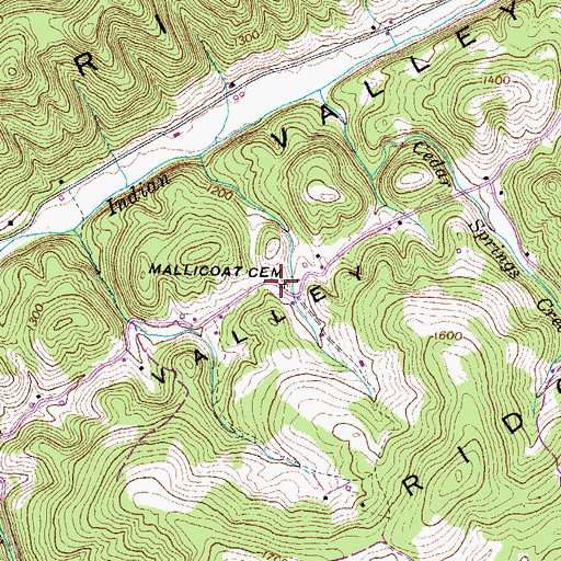 Topographic Map of Mallicoat Cemetery, TN