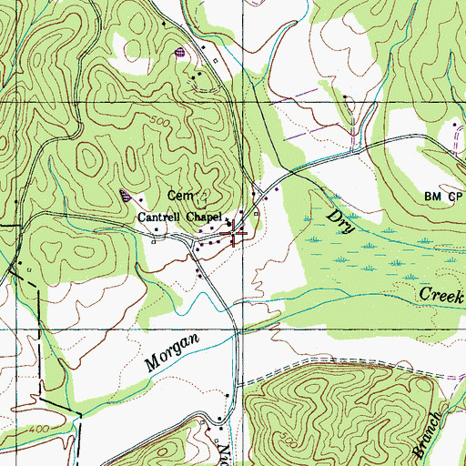 Topographic Map of Manley Chapel School, TN