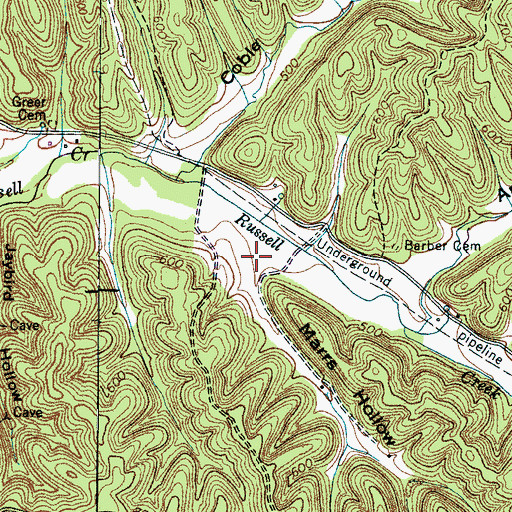 Topographic Map of Marrs Hollow, TN