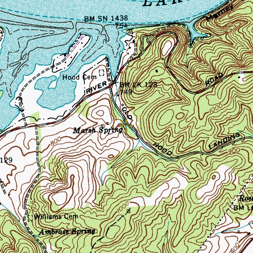 Topographic Map of Marsh Spring, TN